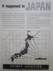 9/1945 PUB FAIREY AVIATION AIR ARM WWII ROYAL NAVY FIREFLY JAPAN JAPAN AD - Bild 1 von 1