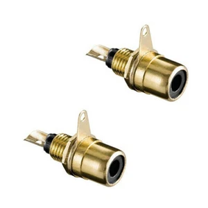 2x Einbau Cinchbuchsen - GOLD - Cinch Buchsen - SCHWARZ - Picture 1 of 1