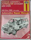 Haynes Repair Manual 1984-1993 Dodge Caravan Plymouth Voyager Mini Vans  No1231