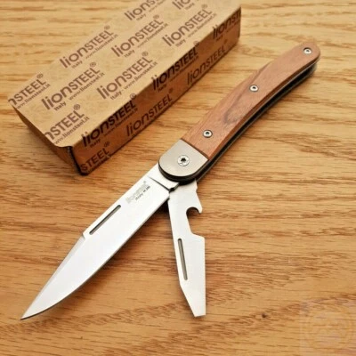LionSTEEL Jack Pocket Knife Satin Bohler M390 Steel Blades Santos Wood Handle - Image 1 of 4