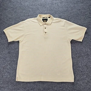 Greg Norman Polo Shirt Mens Large Yellow Striped Short Sleeve Vintage Golf - Picture 1 of 5