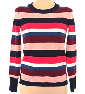 J Crew 100 % Kaschmir Pullover Oberteil Stil AB699 Größe 2XS Streifen Langarm - Bild 1 von 4