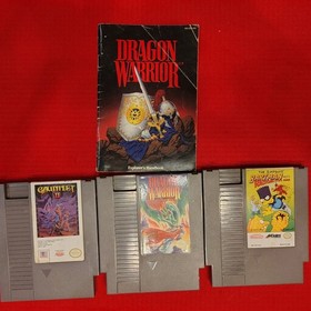 NES Lot Dragon Warrior w/ Handbook Gauntlet II Simpsons Bartman Untested