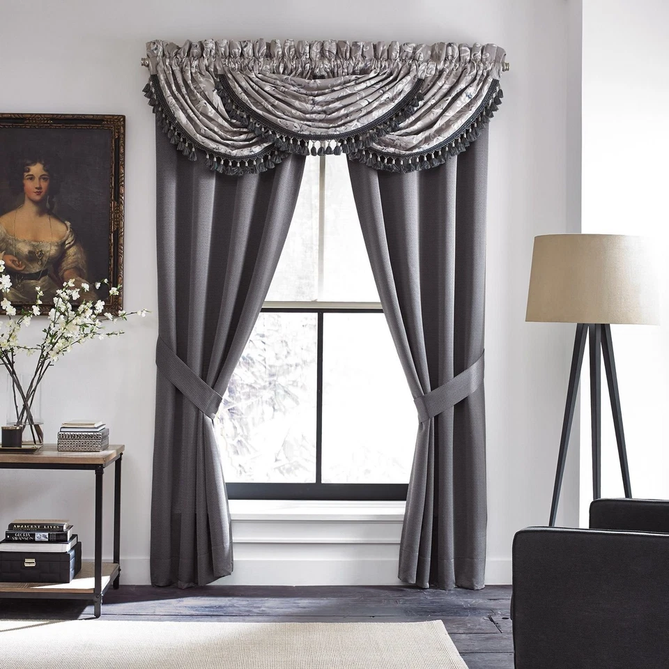 Last 1 One Pair Croscill Natalia Drapes Blues & Taupe 82wx84l