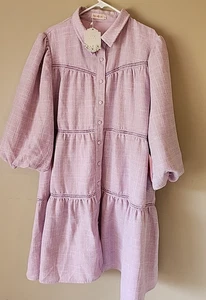 NWT Ivy City Co Jojo Dress Light Purple Short Length Tiered Tweed Plus Size 2X - Picture 1 of 11