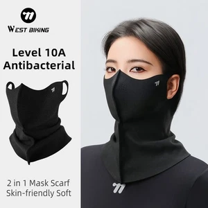 WEST BIKING Winter 3D Half Face Mask Neck Warmer Ear Hanging Sports Scarf Black - Picture 1 of 19