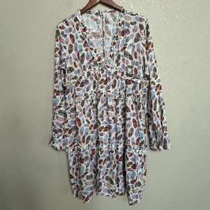 Roper Women’s Feather Print Boho Long Sleeve Dress Size Small Multicolor - Picture 1 of 5