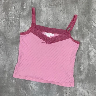 Camiseta sin mangas Nude By Victorias Secret Cami para mujer Babydoll de encaje rosa mediano Y2K Foto 1 de 4