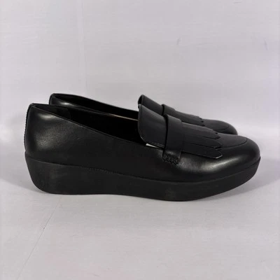 FitFlop Superskate Flecos Mujer Talla 7 Negro Cuero Mocasín Cuña Zapatos-NUEVOS Foto 1 de 4