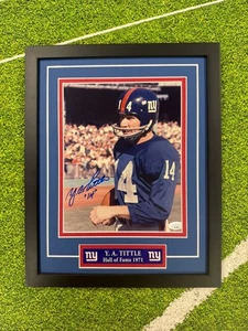 Y.A Tittle Signed 8x10 Jsa Auto Custom Framed NY Giants HOF - Picture 1 of 4
