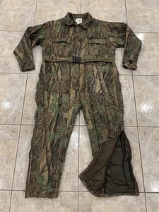 Vintage 2XL Trophy Club Trebark Camo Insulated Hunting HEAVYWEIGHT Coveralls - Picture 1 of 18