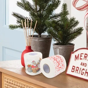  2 Roll Xmas Tissue Paper Holiday Tissues Christmas Themed Toilet - Picture 1 of 9