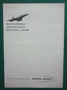 4/1966 PUB BRISTOL AEROJET PRESSURE VESSELS CONCORDE AIRLINER ORIGINAL AD - Picture 1 of 1