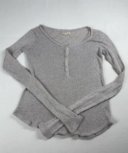 Hollister Women's XS Beige Slim Long Sleeve Knit Henley Top Shirt - Picture 1 of 6