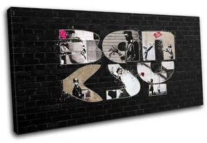 Banksy Typografie Graffiti Stadt LEINWANDKUNST Bilddruck VA - Bild 1 von 1