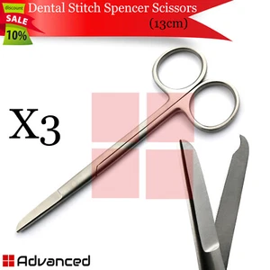 3Pcs Spencer Stitch Suture Scissors Surgical 5" Suture Cutting Veterinary Shears - Picture 1 of 3