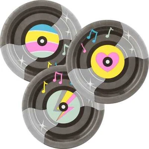 Birthday Beats Record Music Luncheon Paper Plates Party Supplies Pack of 8 - Picture 1 of 2