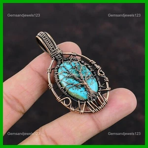 Natural Shattuckite Copper Handmade Wire Wrapped Tree Of Life Pendant Jewelry - Picture 1 of 6
