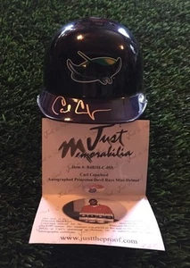 CARL CRAWFORD SIGNED TAMPBA BAY DEVIL RAYS MINI HELMET JUST MINORS COA - Picture 1 of 8