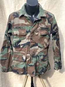 80er Militär 8th US Army Infantry Coat Combat Woodland Camo Badges S - Short - Bild 1 von 12