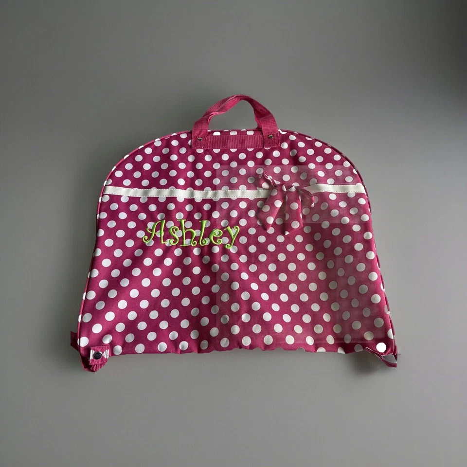Bolso de Ropa Niños Jóvenes Colgante Lona Rosa Blanco Lunares Asas Bolsillo Ashley Foto 1 de 4