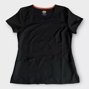 Dickies Scrub Top Womens Medium Black Short Sleeve Nursing Medical - Picture 1 of 6