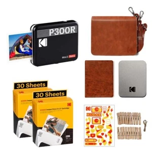 Kodak P300R Mini 3 Retro Photo Printer + 60 Sheet Cartridges Accessory Black - Picture 1 of 8