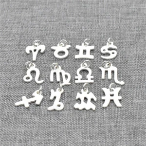 4pz Charms Zodiaco Lucido Argento Sterling 925 per Bracciale Collana Orecchino - Foto 1 di 4