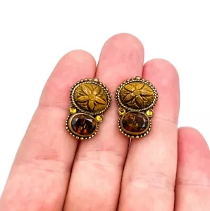 Stephen Dweck Sterling Silver 925 Carved & Faceted Stone Citrine Earrings - Picture 1 of 3