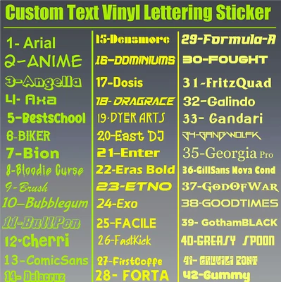 CUSTOM Vinyl Decal TEXT NAME Personalized Lettering Sticker, 26 Colors, ANY TEXT - Image 1 of 4