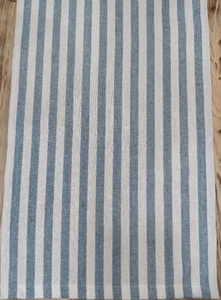 Handmade Table Runner Blue and White Stripes Linen Cotton Blend Choose Length - Picture 1 of 4