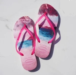 Havaianas Women's Slim Paisage Flip Flop Sandals Size 11/12 Candy Pink - Picture 1 of 4