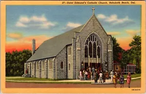 Cartolina d'epoca Chiesa cattolica Sant'Edmondo Rehoboth Beach Delaware anni '40 - Foto 1 di 2