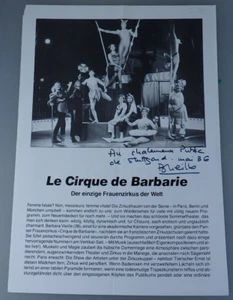 Autogramm Barbara Vieille - Le Cirque de Barbarie - Frauenzirkus 1986 (100705) - Picture 1 of 3
