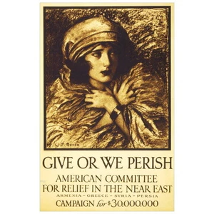 IMÁN NEVERA póster de guerra Give or We Perish, esfuerzo de alivio 1917 - Imagen 1 de 7