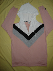 NWT New Victoria's Secret Pink Bling Hoodie Sweat shirt Top L 1/4 Zipper rare