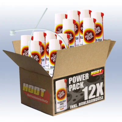 HODT Fluid Film 12x 400ml bomboletta spray + ugello lunga durata antiruggine anticorrosione