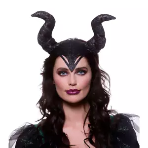 Gothic Horns Ladies Magnificent Fancy Dress Accessory Black Deluxe Horns Hallowe - Picture 1 of 1