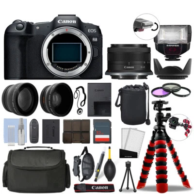 Canon EOS R8 Mirrorless Camera & 18-45mm STM+ 32GB 3 Lens Ultimate Accessory Kit - Image 1 of 4
