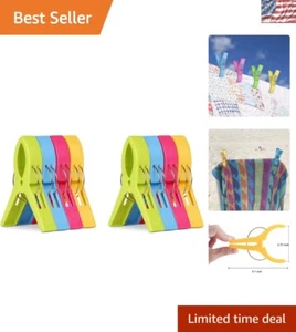 8er Pack Jumbo Strandtuch Clips in leuchtenden Farben - Sichern Sie Ihre Handtücher noch heute! - Bild 1 von 9
