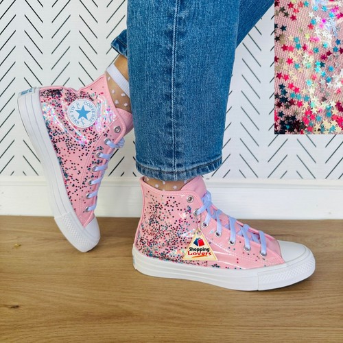 ⭐Scarpe Converse Bambini Chuck Taylor Ciao Taglia 5 Rosa Incapsulate Glitter Barbie Nuove⭐