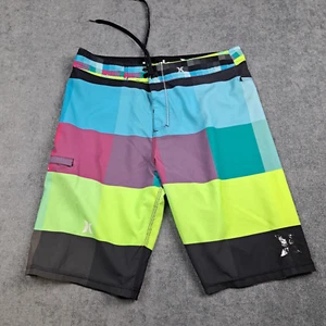 Hurley Board Shorts Mens 32 Blue Geometric Athletic Casual Beach Surf - Picture 1 of 13