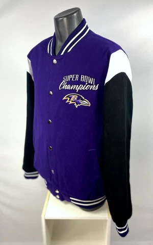 BALTIMORE RAVENS 2 Time Super Bowl CHAMPIONSHIP Jacket Sewn Logos S M L XL 2X Cover
