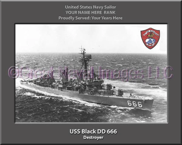 USS Black DD 666 Personalized Canvas Ship Photo Print Navy Veteran Gift