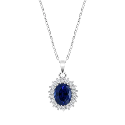 Collana Donna Lotus Silver LP3459-1/1 In Argento Con Cristallo Blu E Zirconi - Immagine 1 di 2