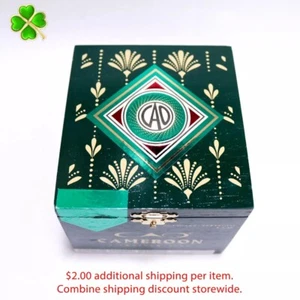 "Scatola sigari in legno vuoto CAD Camerun perfetta anniversario 4,5"" x 4"" x 3,5" - Foto 1 di 10