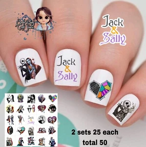 Juego de 50 calcomanías para arte en uñas Jack and Sally Waterslide y bonificación - Imagen 1 de 5