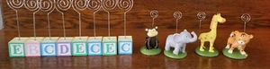 4 Jungle Animal Baby Shower Place Card Holders & 8 ABC Blocks Birthday Party - Picture 1 of 4