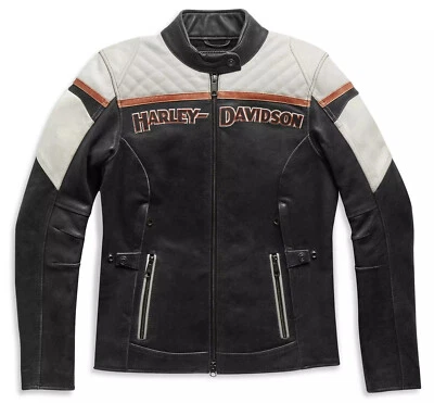 Harley-Davidson Triple Vent Miss Enthusiast Lederjacke Damen Schwarz Rindsleder