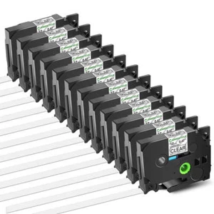 For Brother P-Touch TZe-131 TZ 12mm Black on Clear Standard Laminated Tape 12PCS - Picture 1 of 10